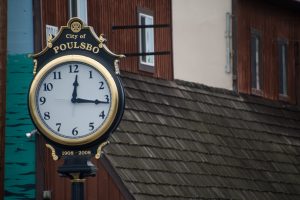 Antique Street clock  on Front Line, Pulsbo, Washington
